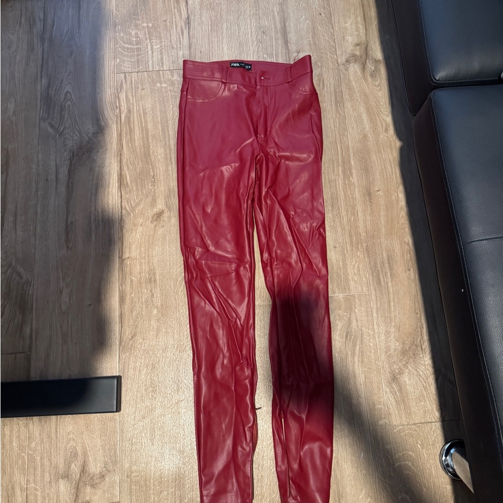 Zara Red Women's Leather Pants